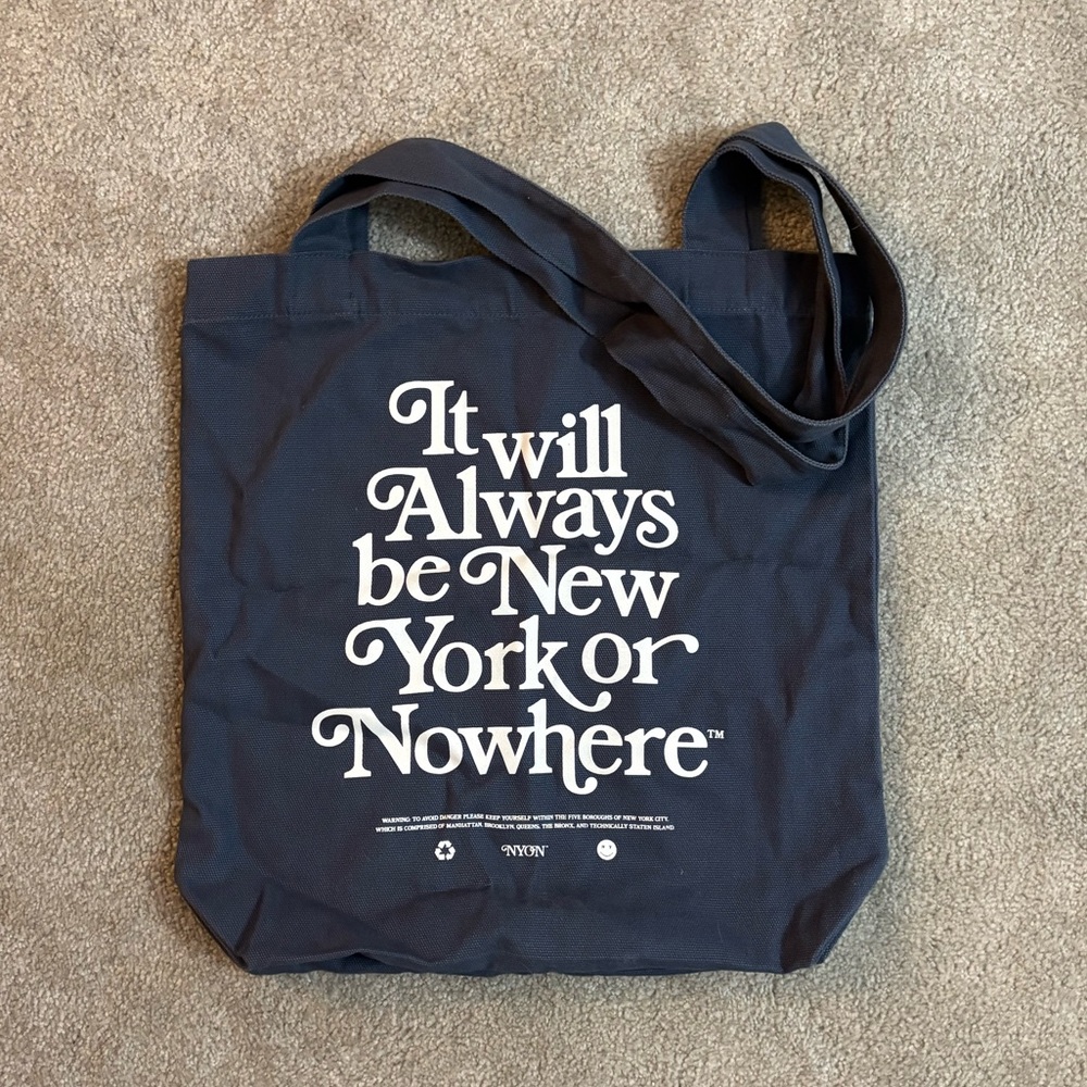 “New York or Nowhere” Blue Canvas Tote Bag